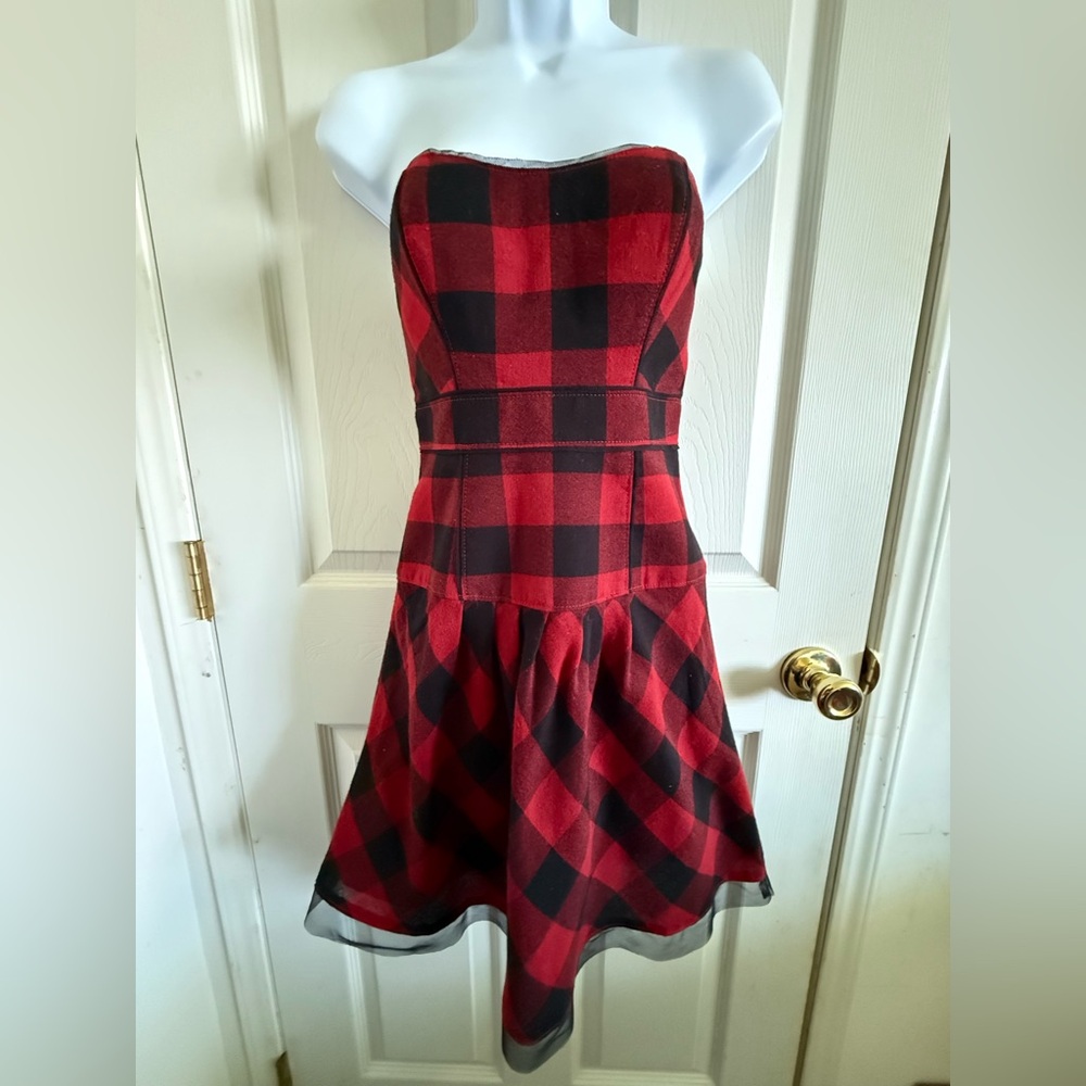 American Eagle Outfitters Black and Red Flannel Dress